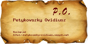Petykovszky Ovidiusz névjegykártya